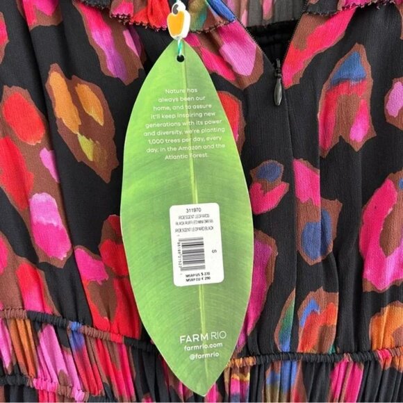 Farm Rio iridescent leopard print ruffle long sleeve dress NWT - Picture 13 of 13